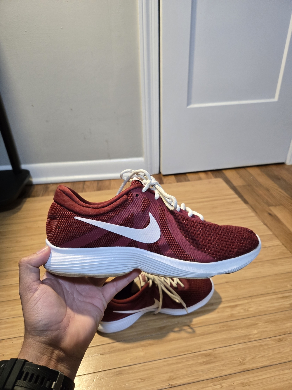 Nike Men's Running Shoe - Burgundy with White Swoosh